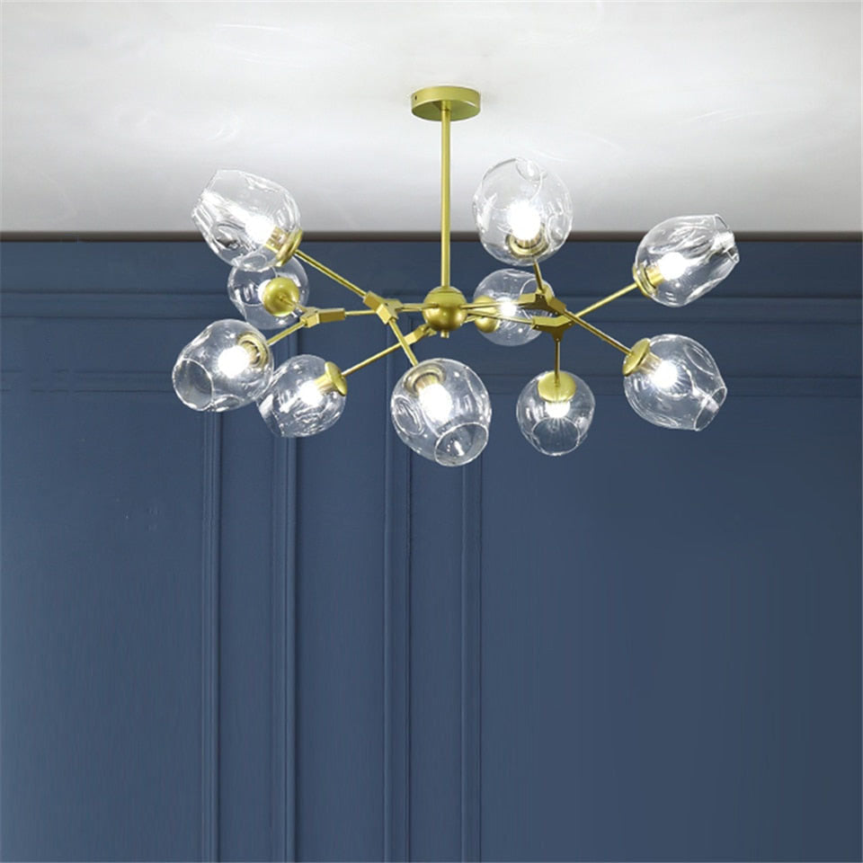 Valentina Morderna Vidrio/Metal LED Lámpara Colgante Dorada