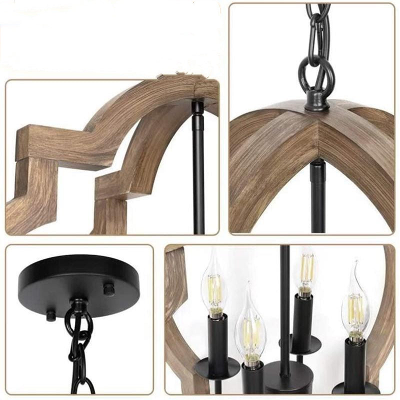 Silva Vintage Lámparas de Araña Negro Metal/Madera Dormitorio
