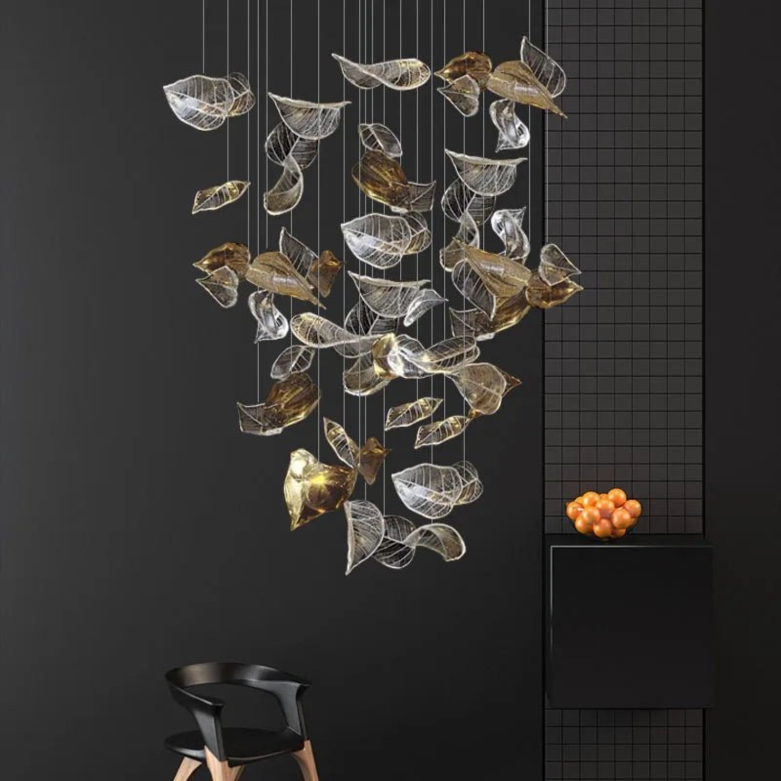 Cesilila Iridescent Metal Leaf Pendant Light - Letslighting