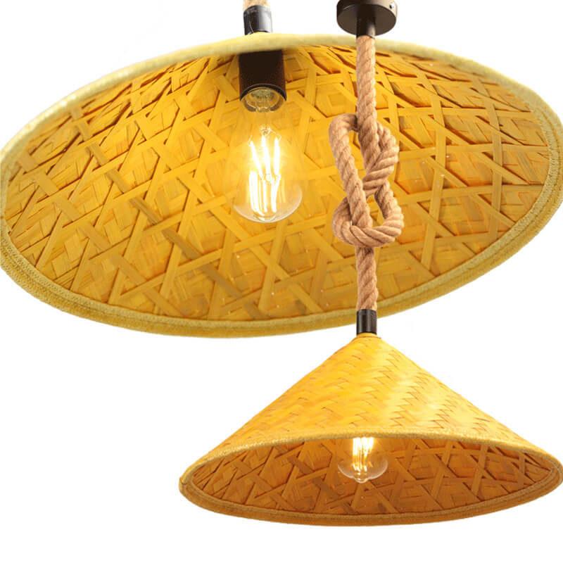Ritta Moderno Sombrero LED Lámpara Colgante Ratán Salón/Bar