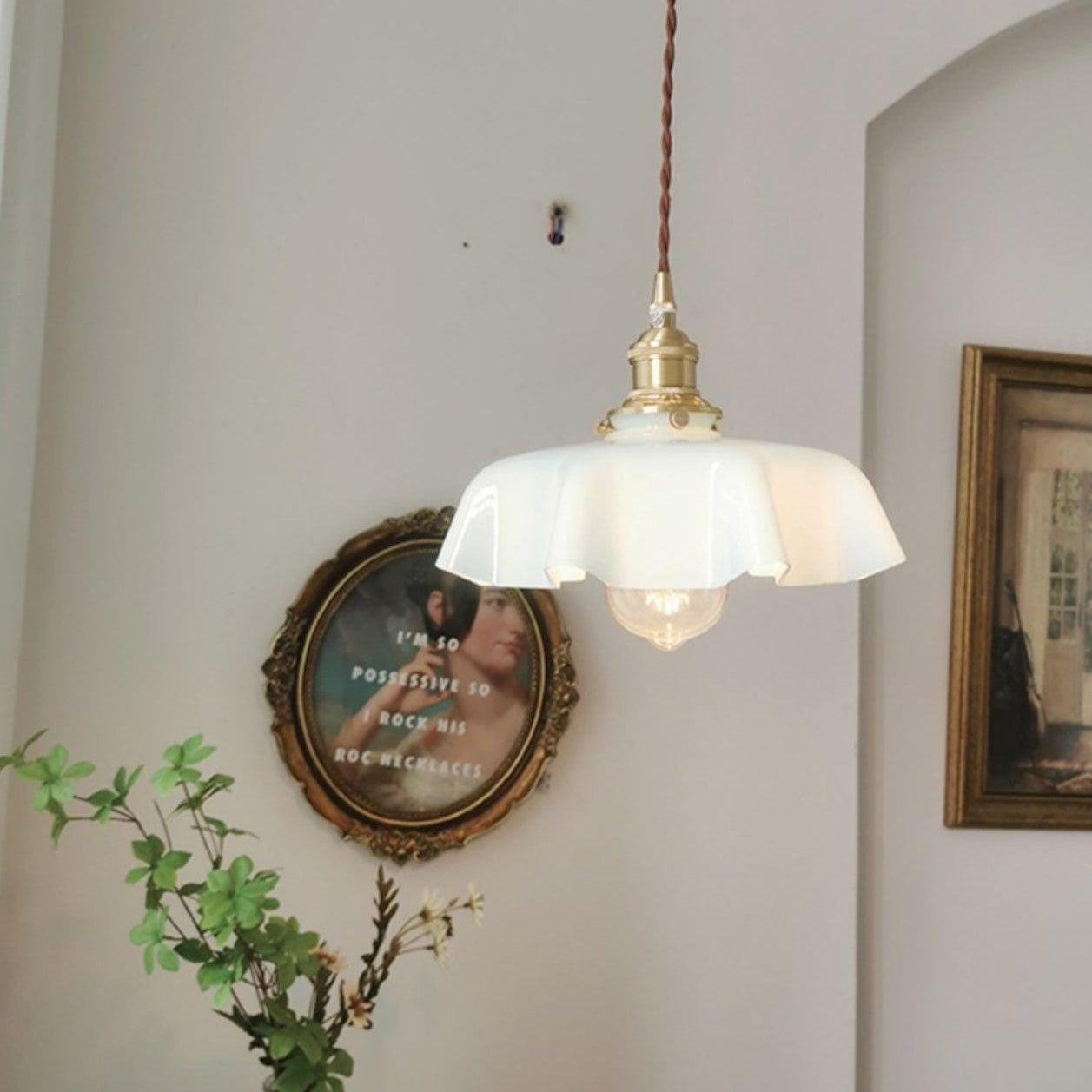 Valentina Vintage LED Simple Lámpara Colgante Vidrio/Madera/Metal Dormitorio