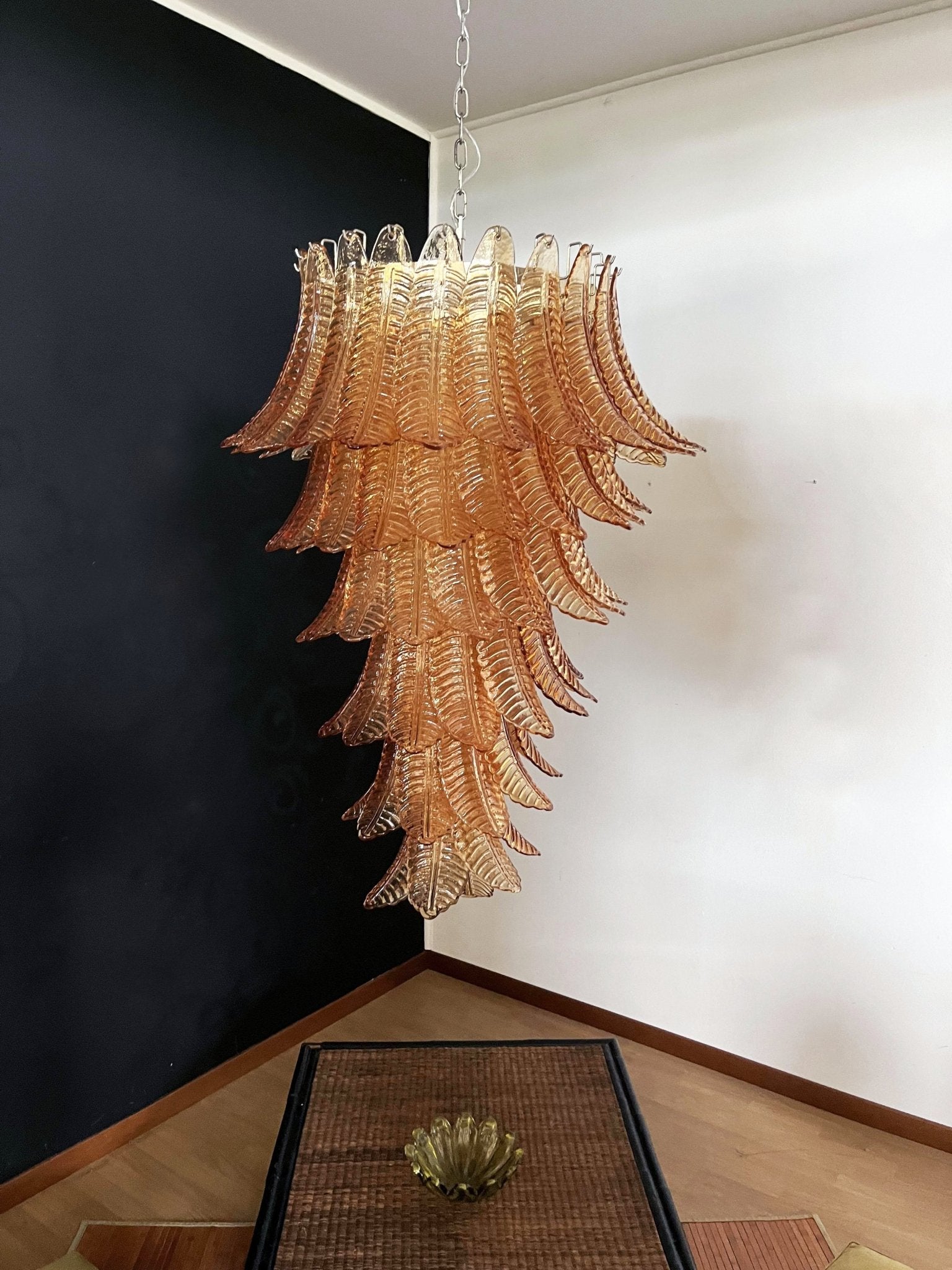 Aurora Chandelier Amber Glass Leaf Layered Statement Artistic - Letslighting