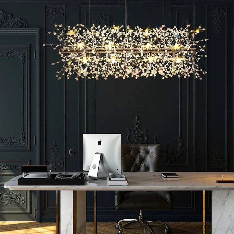 Modern Vintage Rectangular Acrílico/Metal Lámpara Colgante Dorada