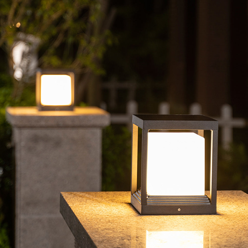Ray Moderna Rectangular Metal Lámpara Exterior Jardín