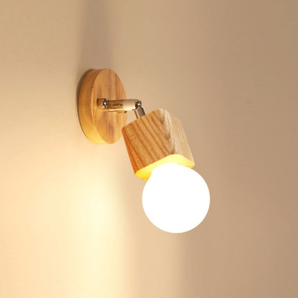 Arisha Natural Cuadrado Metal/Madera LED Aplique de Pared Madera