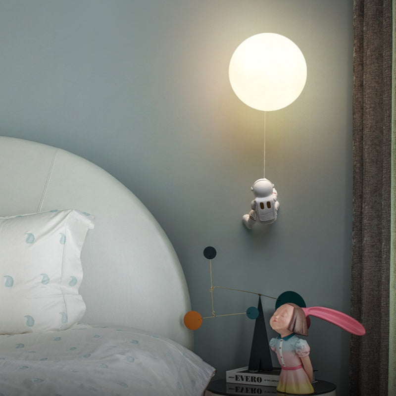 Aria Moderno Luna LED Apliques Blanco Resina Habitación Infantil