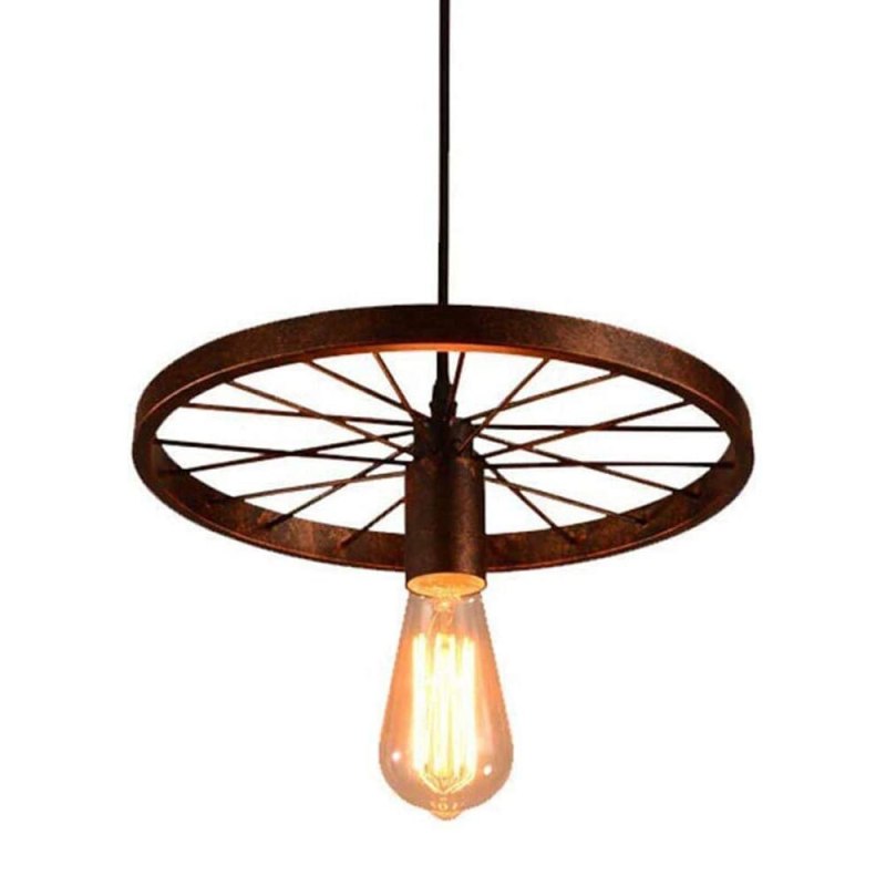 Silva Vintage Rueda Metal Lámpara Colgante Roja/Negra
