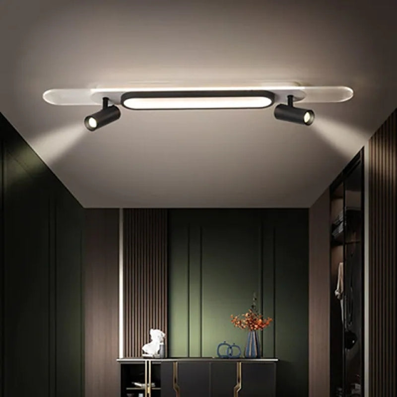 Haney Moderna Rectangular Metal LED Lámpara de Techo Blanca