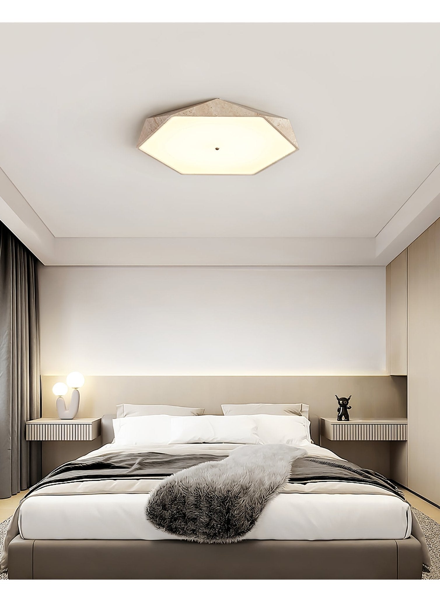 Hexagonal Travertine Ceiling Light - Letslighting