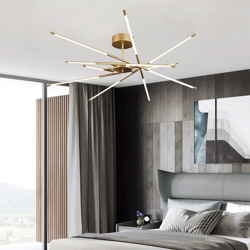 Arisha Moderna Metal Geométrica Lámpara de Techo Negro/Oro Salón