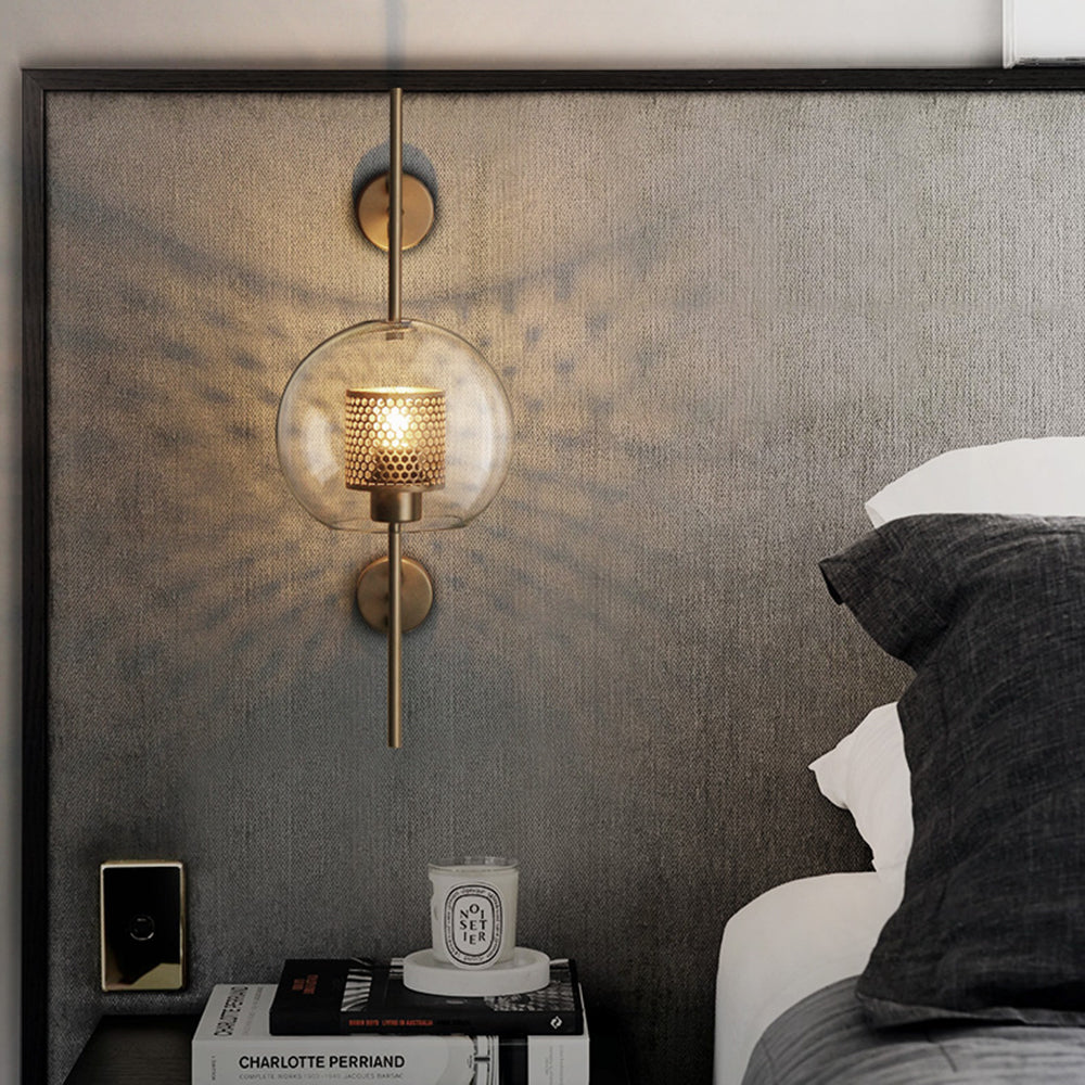 Arisha Industrial Geométrico Metal/Vidrio Aplique de Pared Cobre/Plateado