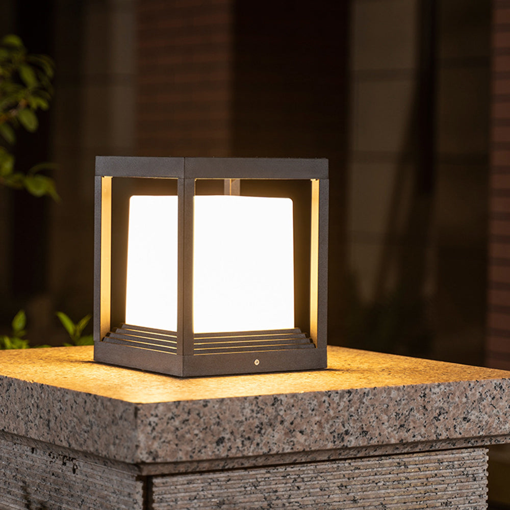 Ray Moderna Rectangular Metal Lámpara Exterior Jardín
