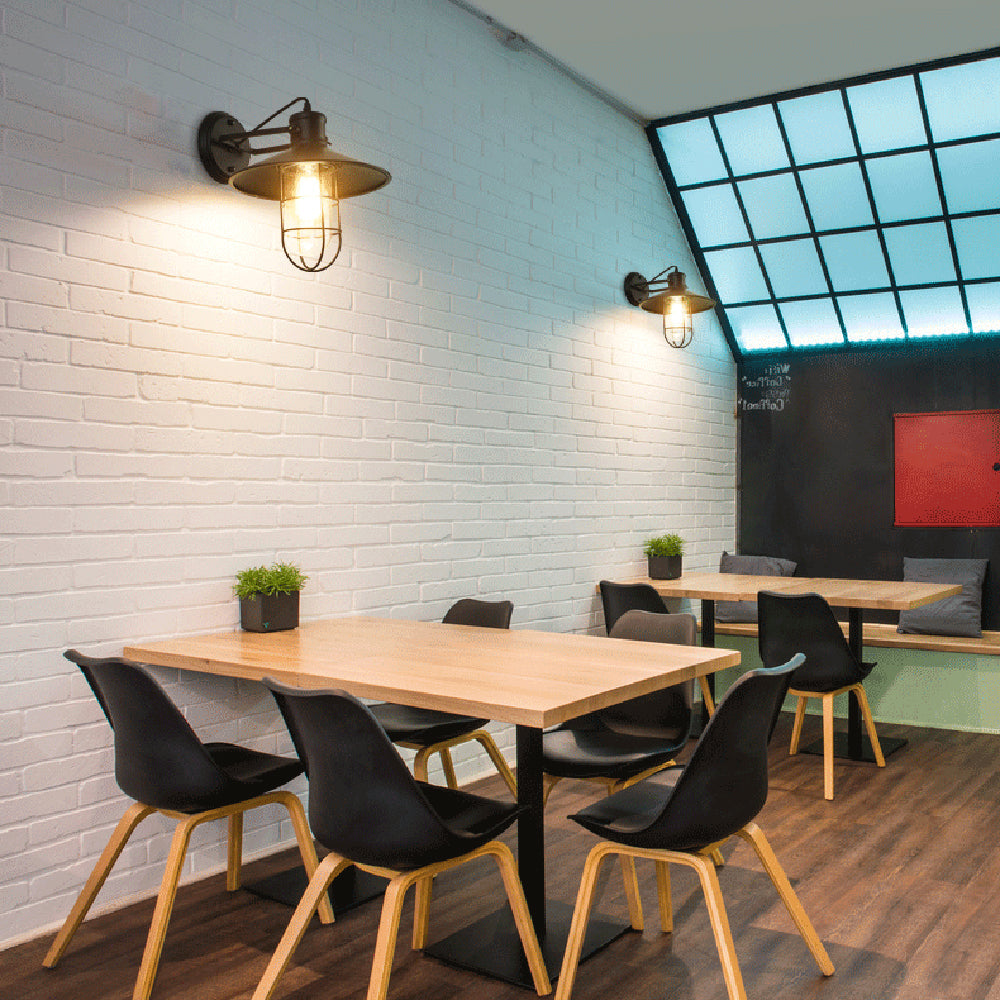 Silva Vintage Metal/Vidrio LED Aplique de Pared Interior Negro