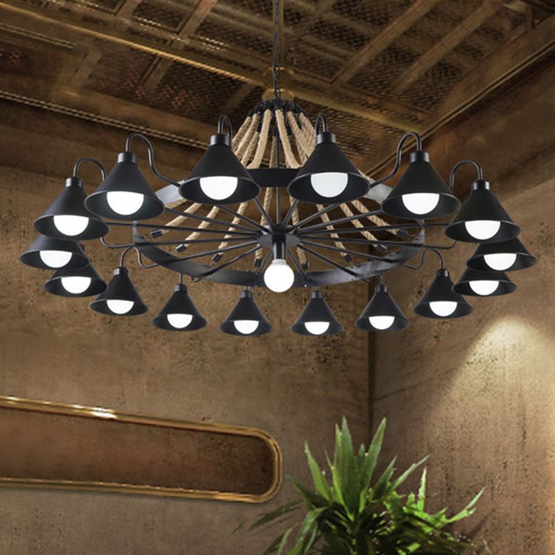 Silva Rústica Retro Diseño Metal Lámpara Colgante Negra