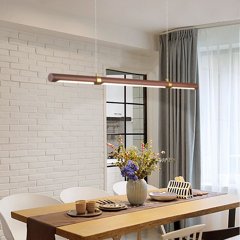 Arisha Moderna Minimalista Lineal Metal/Madera Lámpara Colgante Marrón