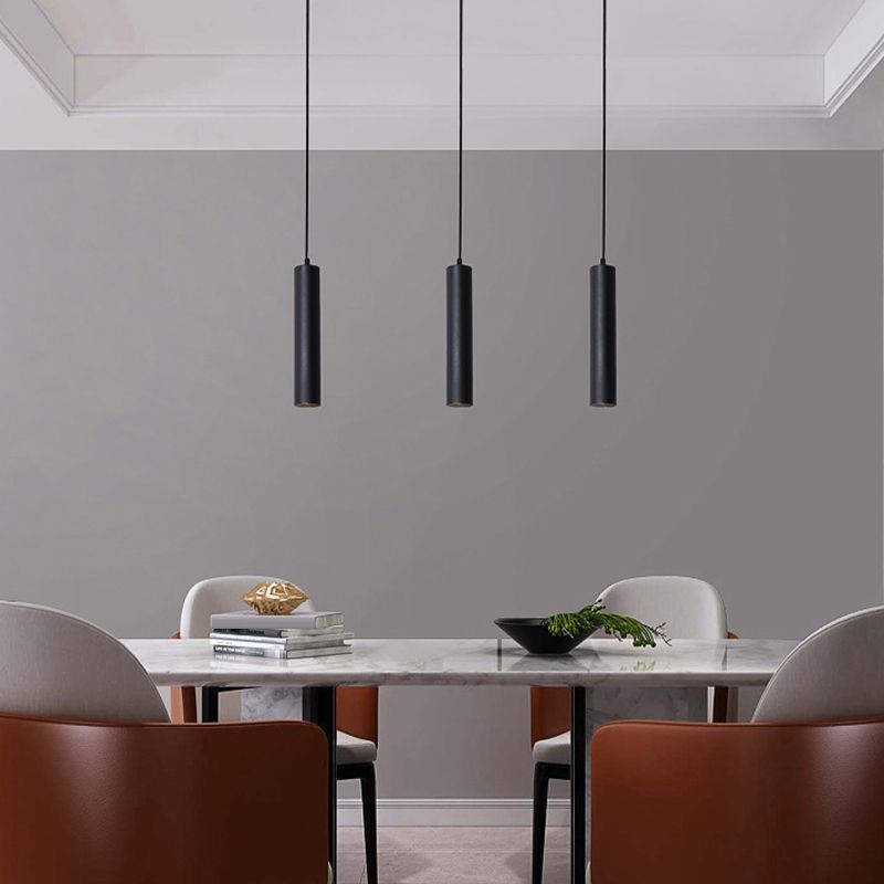 Arisha Lámpara Colgante Moderna Cilíndrica Metal Negro Salón