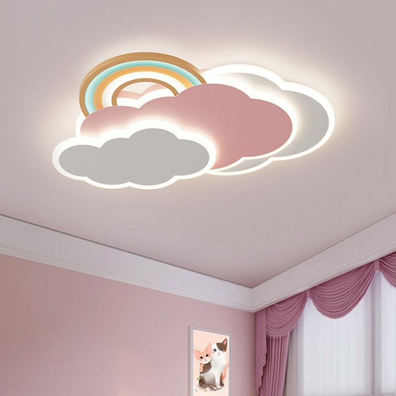Arisha Lámpara de Techo Colgante Moderna Nube/Arco Iris Metal/Acrílico Rosa/Blanco