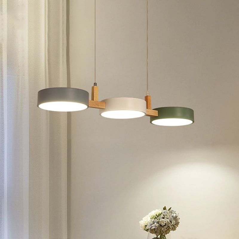 Valentina Lámpara Colgante Moderna Blanco Verde Gris Metal Madera Salón