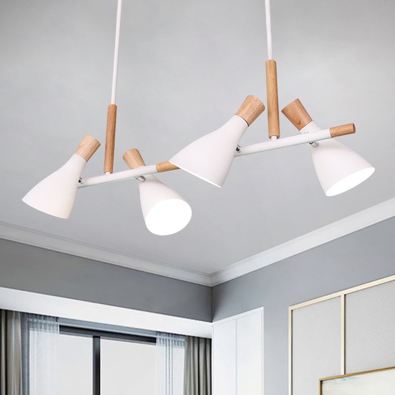 Valentina Minimalista Cónica Madera Lámpara Colgante Blanca/Verde/Gris