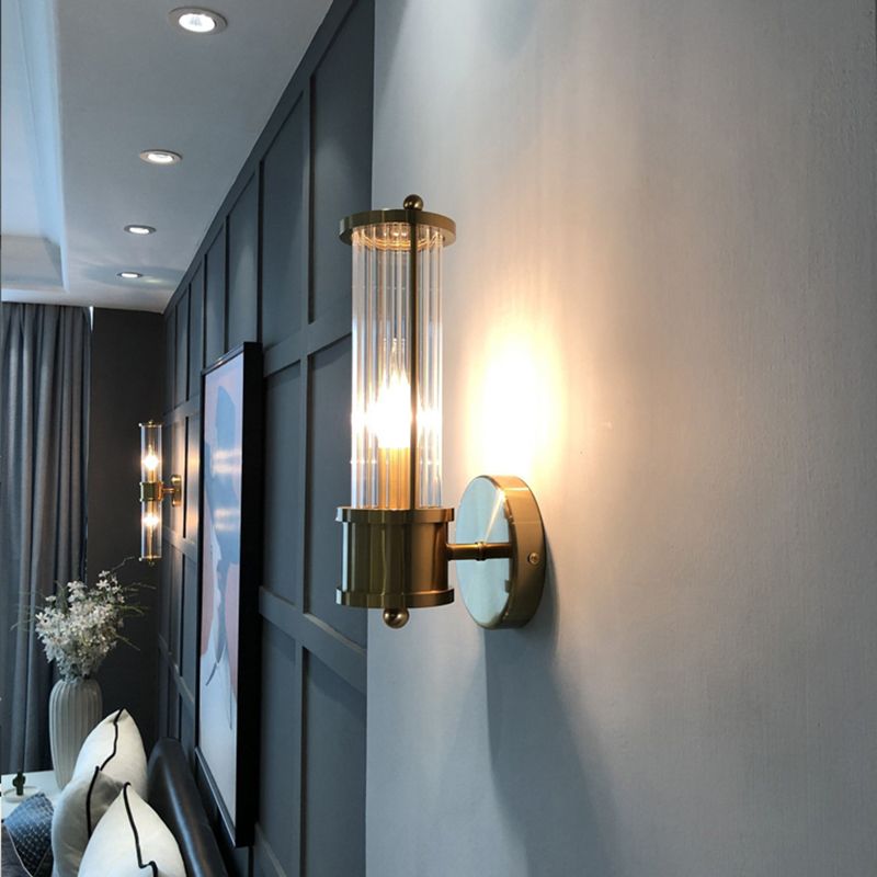 Kristy Moderno Cilíndrico Metal/Vidrio Aplique de Pared Dorado