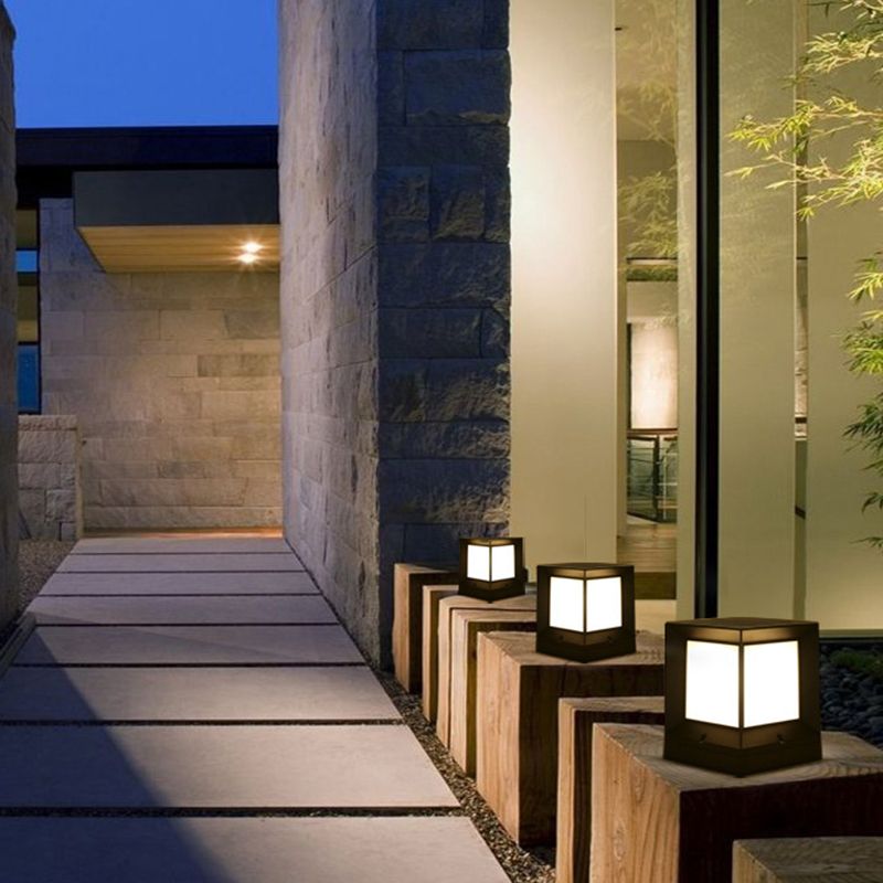 Ray Moderna Lámpara Exterior Cubo Metal Patio Jardín
