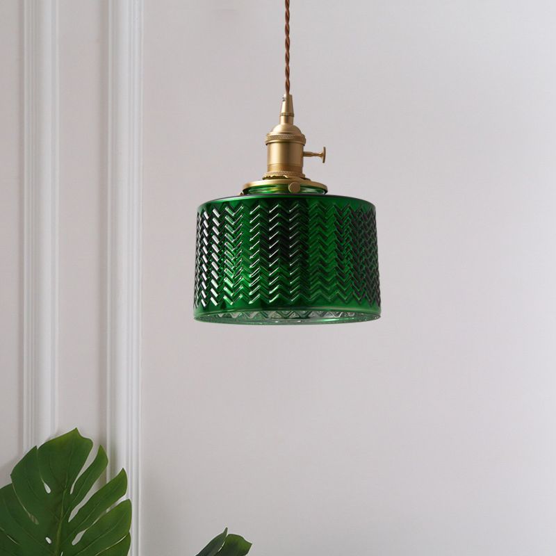 Valentina Lámpara Colgante Retro LED Verde Metal/Cristal Comedor