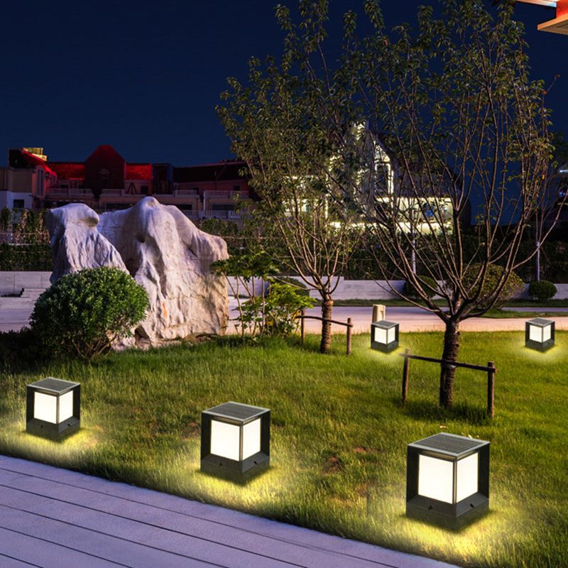 Ray Moderna Lámpara Exterior Cubo Metal Patio Jardín