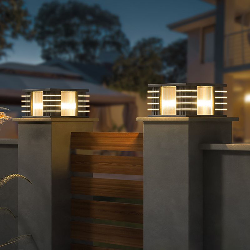 Ray Moderna Lámpara Exterior Cubo Metal Patio Jardín