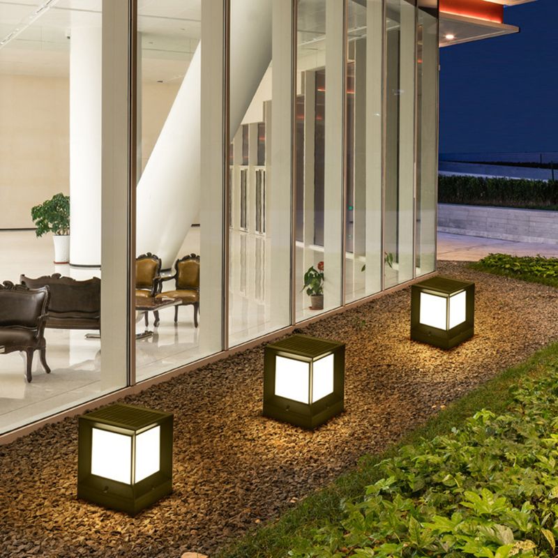 Ray Moderna Lámpara Exterior Cubo Metal Patio Jardín