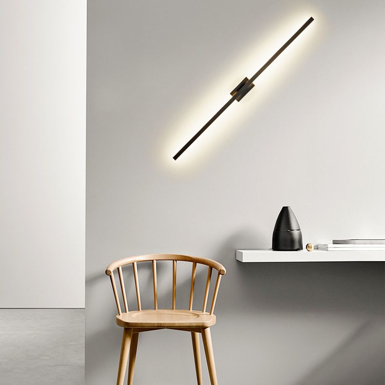 Arisha Moderno Minimalista Lineal Metal Aplique de Pared Negro
