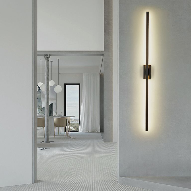 Arisha Moderno Minimalista Lineal Metal Aplique de Pared Negro