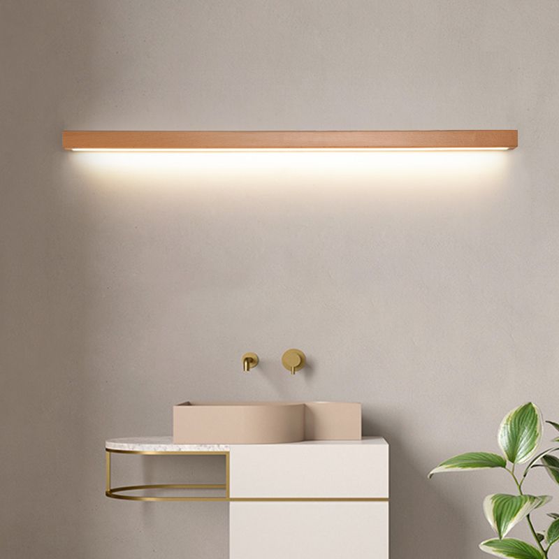 Muto Espejo Lineal Frente De Madera Vanidad Lámpara de Pared Dormitorio