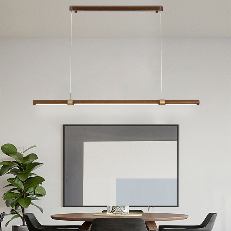 Arisha Moderna Minimalista Lineal Metal/Madera Lámpara Colgante Marrón