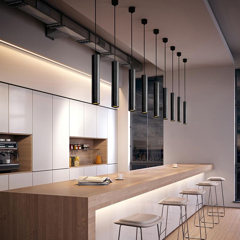 Arisha Lámpara Colgante Moderna Cilíndrica Metal Negro Salón