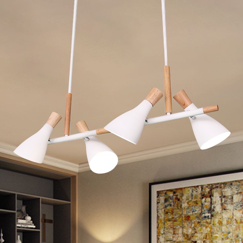 Valentina Minimalista Cónica Madera Lámpara Colgante Blanca/Verde/Gris