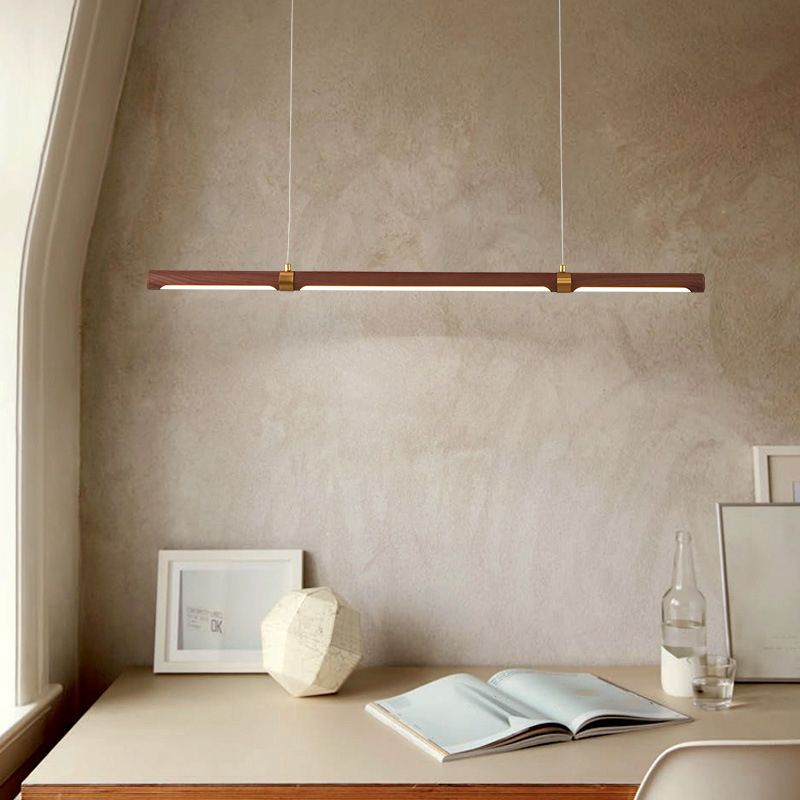 Arisha Moderna Minimalista Lineal Metal/Madera Lámpara Colgante Marrón