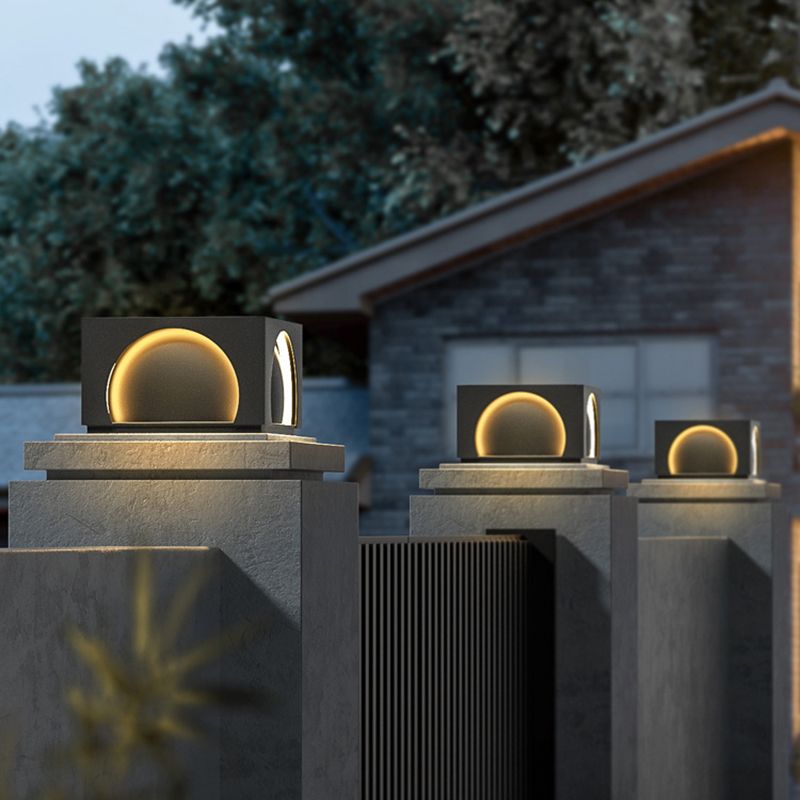 Ray Moderna Lámpara Exterior Cubo Metal Patio Jardín