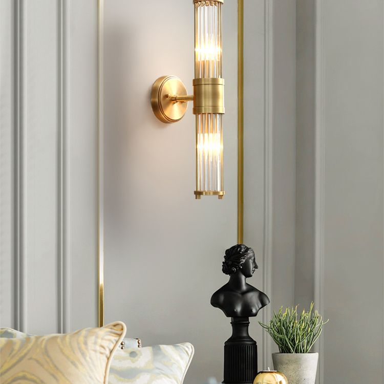 Kristy Moderno Cilíndrico Metal/Vidrio Aplique de Pared Dorado