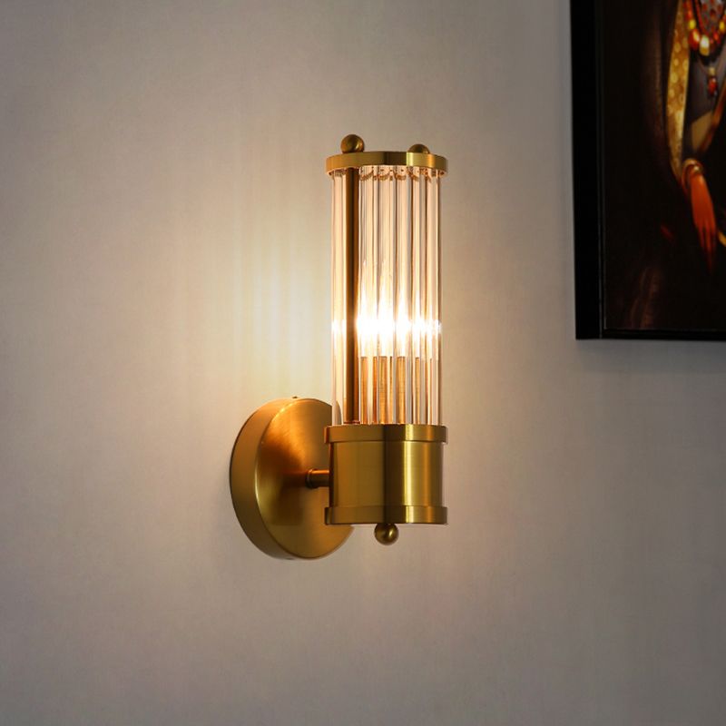 Kristy Moderno Cilíndrico Metal/Vidrio Aplique de Pared Dorado