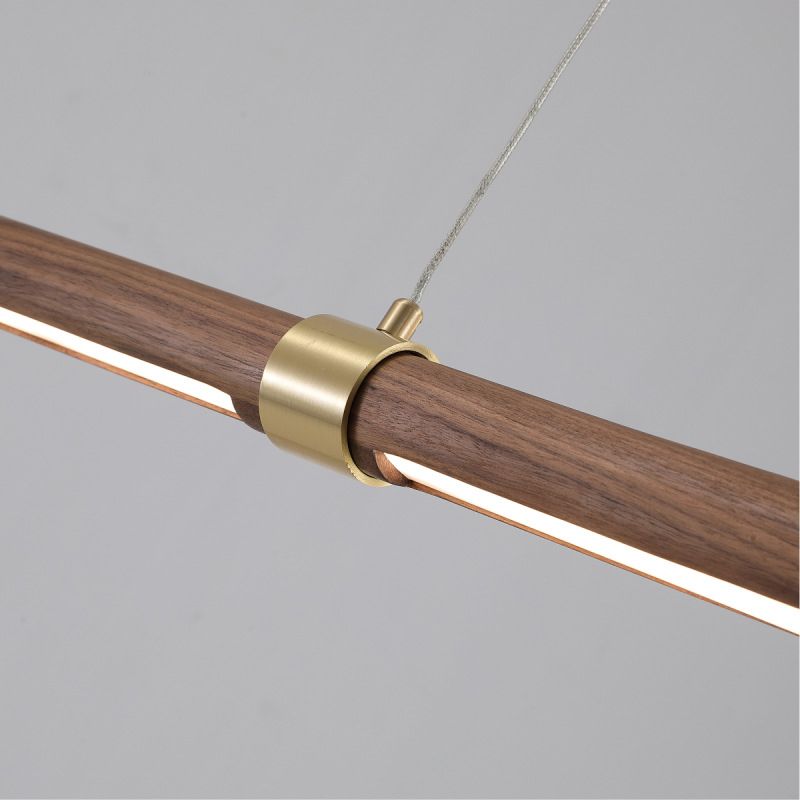 Arisha Moderna Minimalista Lineal Metal/Madera Lámpara Colgante Marrón