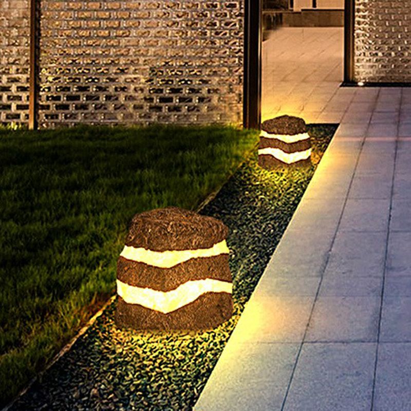 Ray Moderna Lámpara Exterior Forma de Piedra Resina Patio