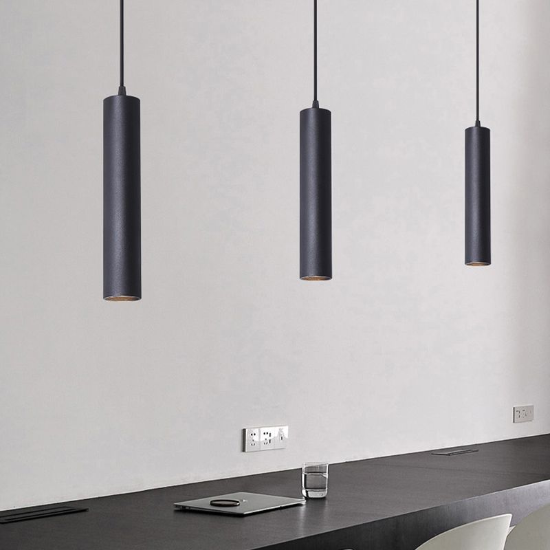 Arisha Lámpara Colgante Moderna Cilíndrica Metal Negro Salón
