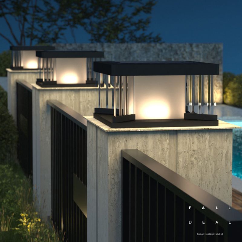 Ray Moderna Lámpara Exterior LED Cubo Metal Acrílico Patio