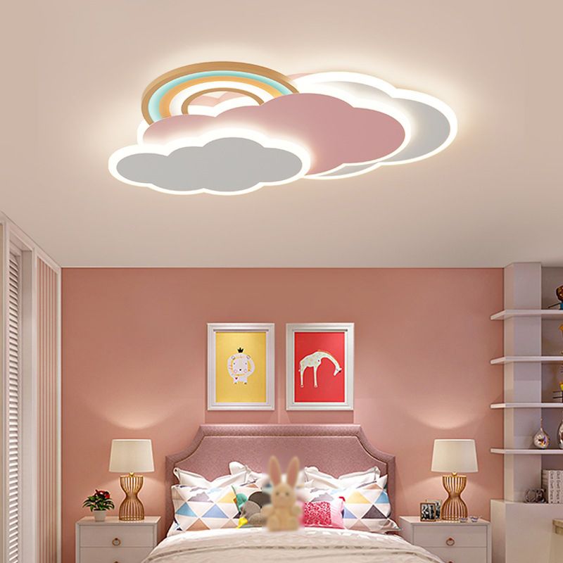 Arisha Lámpara de Techo Colgante Moderna Nube/Arco Iris Metal/Acrílico Rosa/Blanco