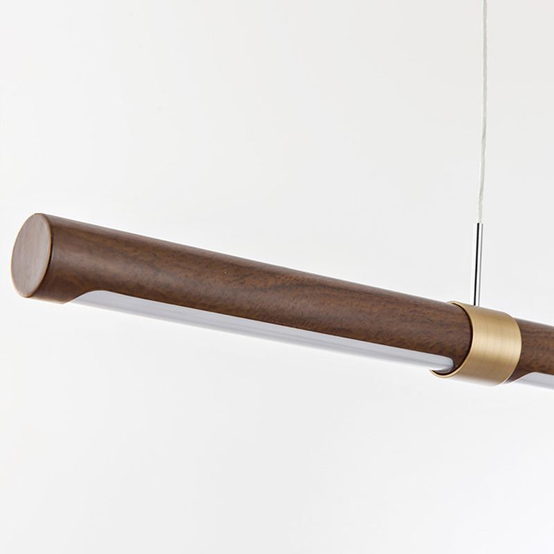 Arisha Moderna Minimalista Lineal Metal/Madera Lámpara Colgante Marrón