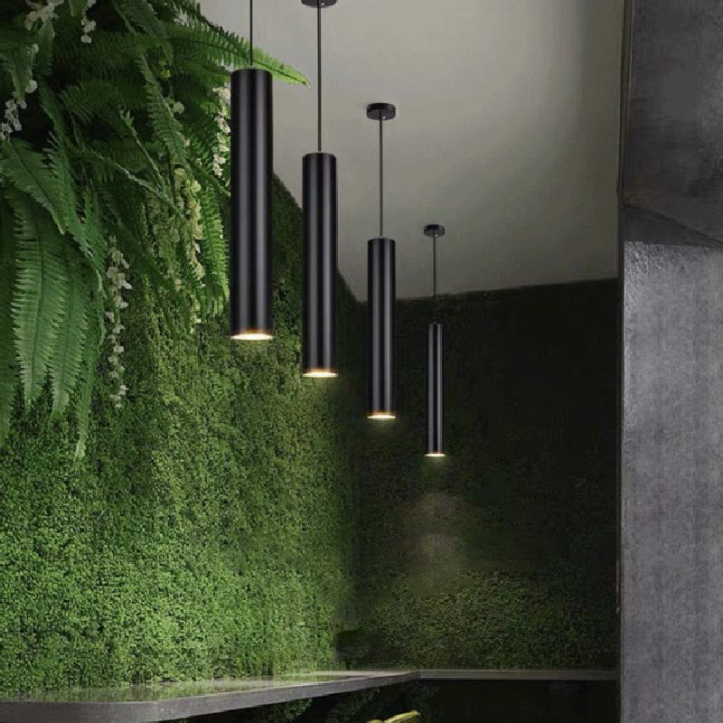 Arisha Lámpara Colgante Moderna Cilíndrica Metal Negro Salón
