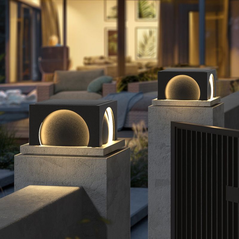 Ray Moderna Lámpara Exterior Cubo Metal Patio Jardín