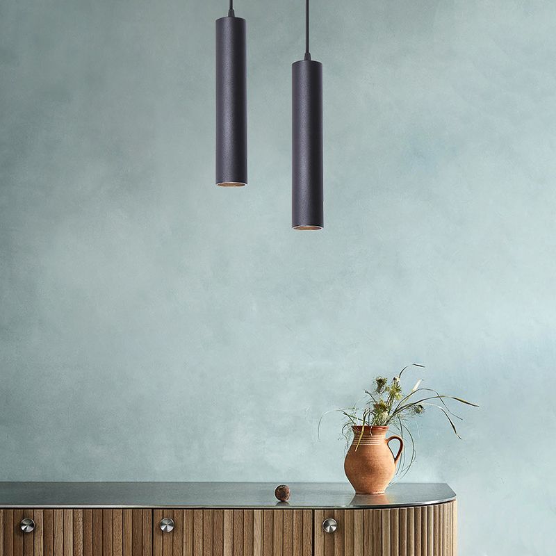 Arisha Lámpara Colgante Moderna Cilíndrica Metal Negro Salón