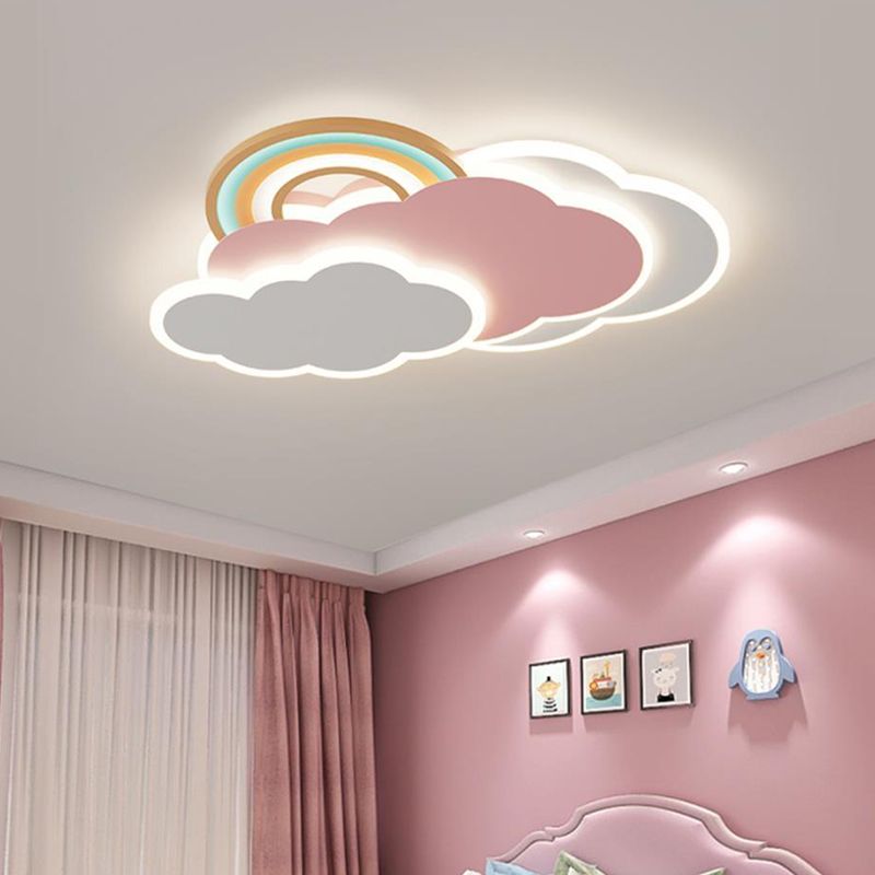 Arisha Lámpara de Techo Colgante Moderna Nube/Arco Iris Metal/Acrílico Rosa/Blanco