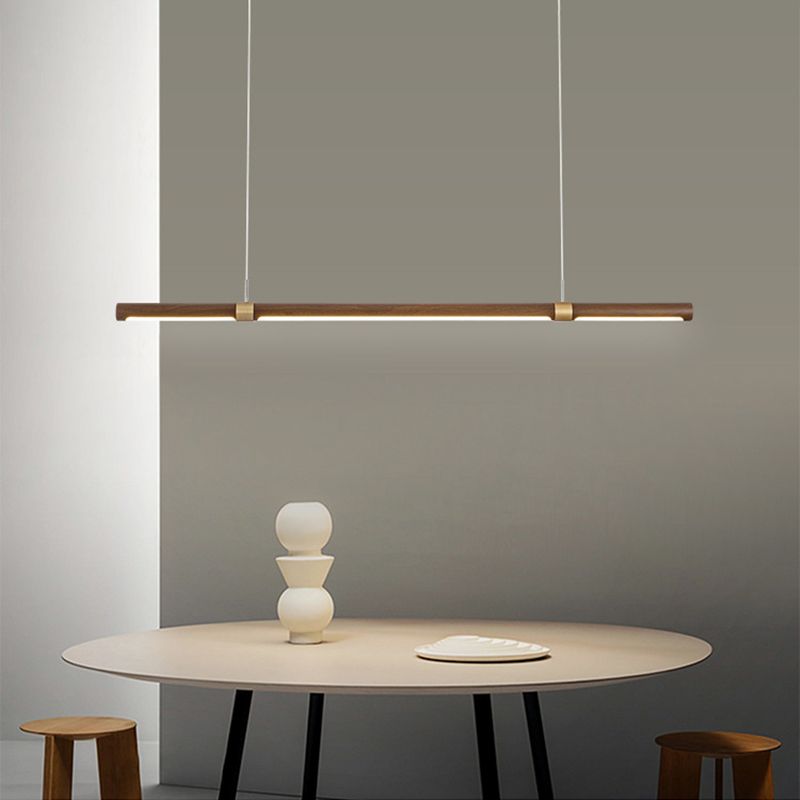 Arisha Moderna Minimalista Lineal Metal/Madera Lámpara Colgante Marrón